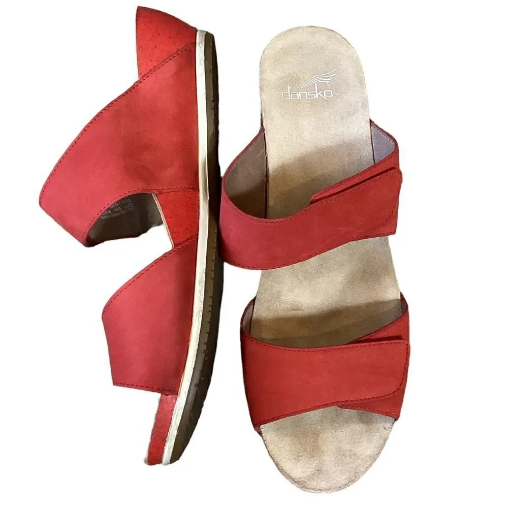 Dansko Vienna Milled Nubuck Double Strap Sandal 41 US 10.5-11 Tomato Red 272F - Picture 5 of 11